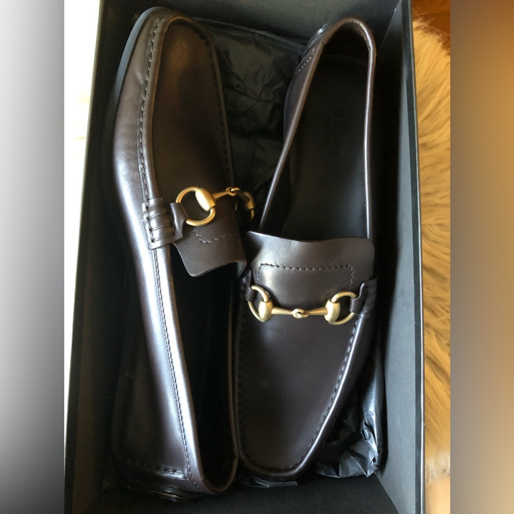 NEW IN BOX Gucci Horsebit Driver Loafers in Chestnut (Moca Pelle S. Gomma 2001)